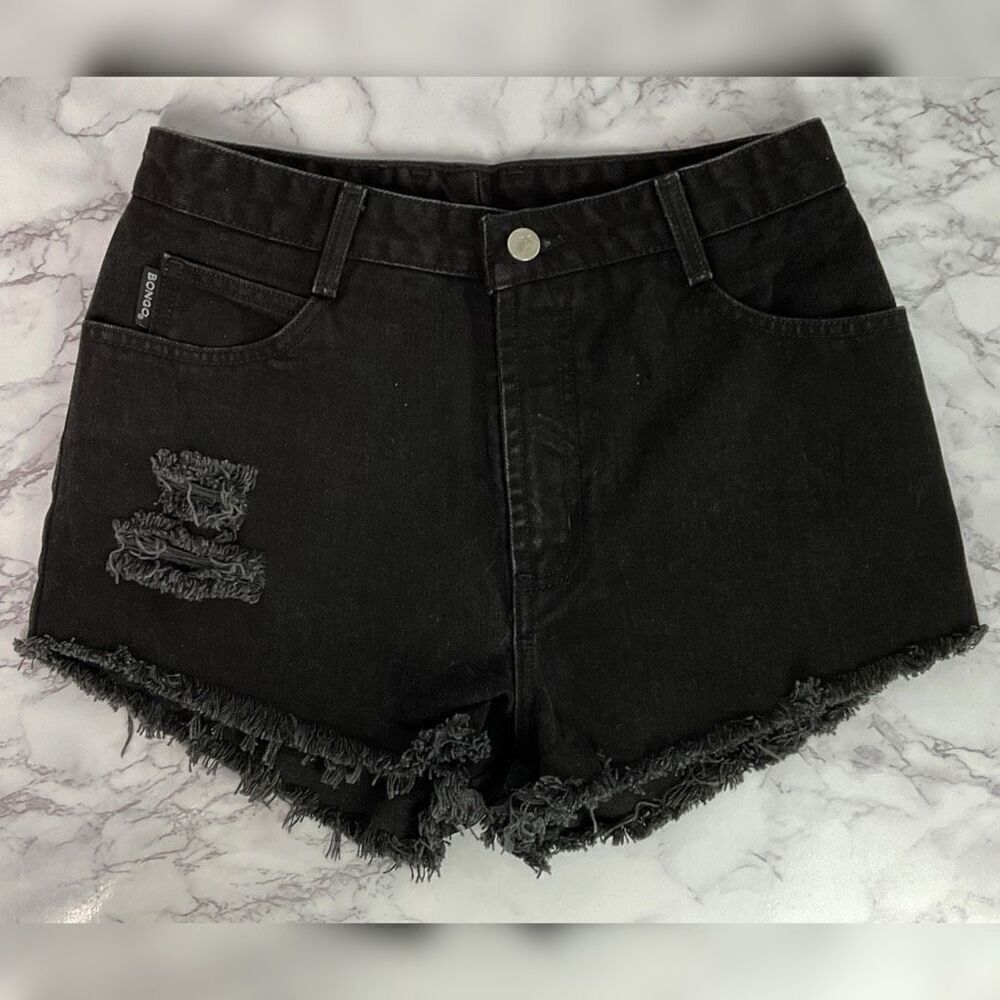 Bongo Vintage Custom Cutoff Black Distressed Jean Shorts 9
